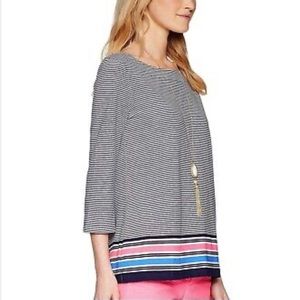Z SUPPLY: BEACH BAR CROPPED STRIPE TANK- BAYSIDE BLUE